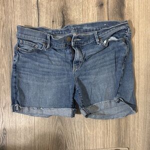 LOFT Medium Blue Denim Roll-Cuff Jean Shorts